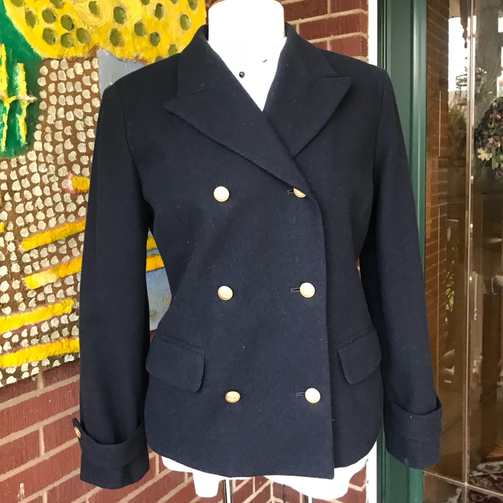 Liz Claiborne Black Light Weight Wool Pea Coat