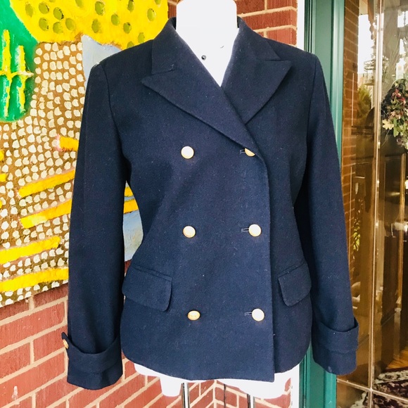 Liz Claiborne Black Light Weight Wool Pea Coat - Picture 2 of 8