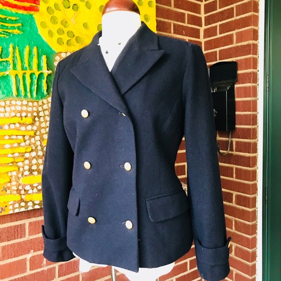 Liz Claiborne Black Light Weight Wool Pea Coat - Picture 3 of 8