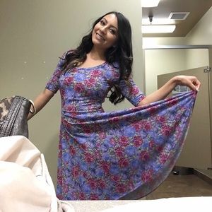 LulaRoe Nicole Midi Dress XS Purple Pink Floral