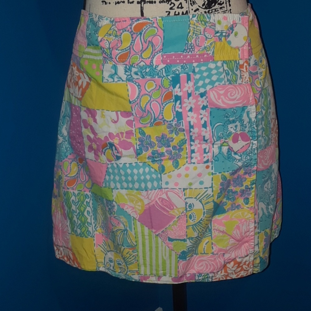 ⬇️58⬇️Lilly Pulitzer Multi Print Wrap Skirt - Picture 1 of 8