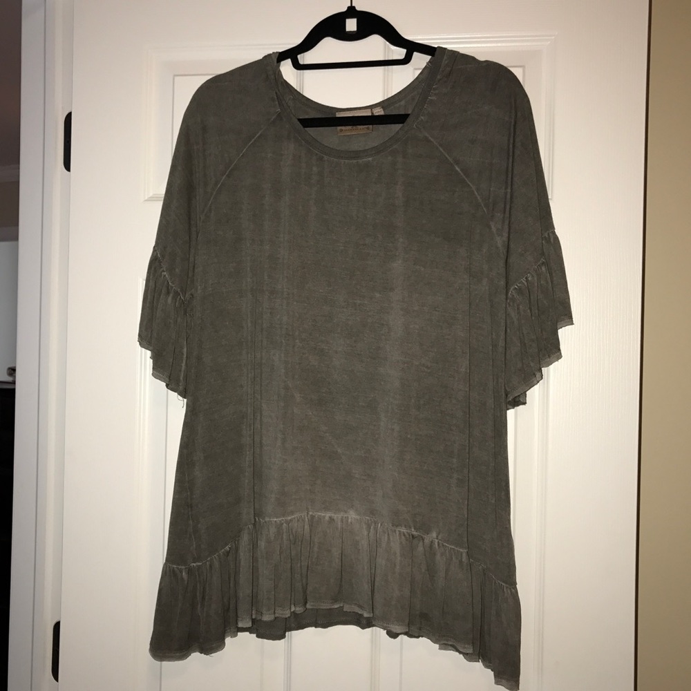 Nordstrom Distressed-grey ruffle top!