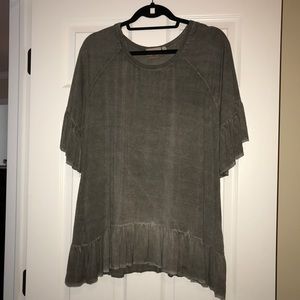 Nordstrom Distressed-grey ruffle top!