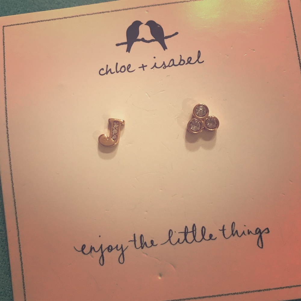 Chloe&Isabel Alphabet & Trio Crystal Studs- “J”