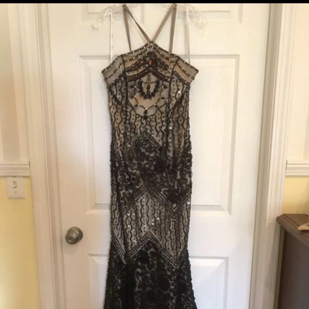 Black and gold custom made gown