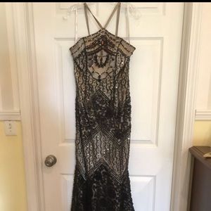 Black and gold custom made gown