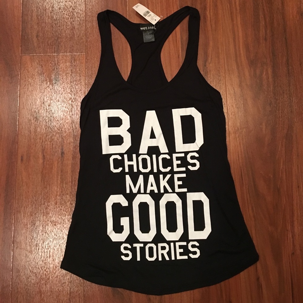 Wet Seal Black Racerback Graphic Tank