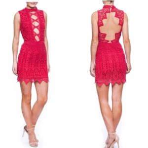 NWT Luxxel open back crochet dress - pink!