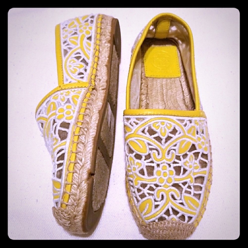 Yellow Tory Burch Espadrille Flats Sz 5