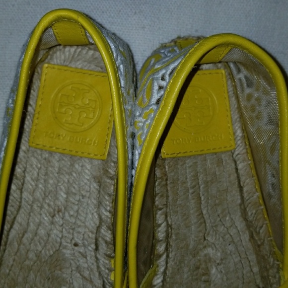 Yellow Tory Burch Espadrille Flats Sz 5 - Picture 3 of 4