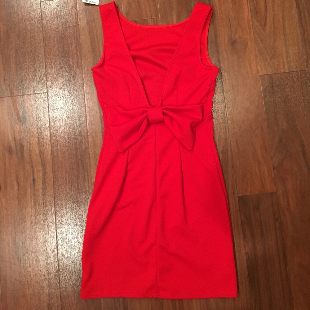 NWT Red Mini Dress w/ Bow on Back