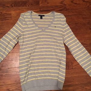 Gray and Yellow Striped Sweater