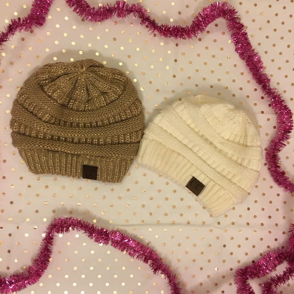✨ Gold and White C.C Beanies ✨