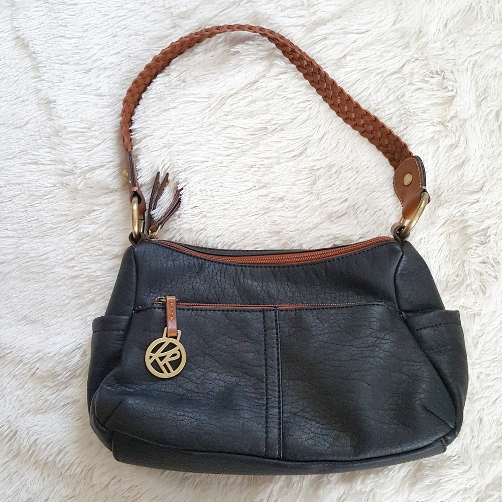 Black & Brown Faux Leather Shoulder Bag