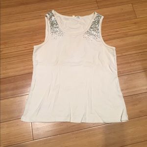 Cream tank with touch or metallic sequin detail