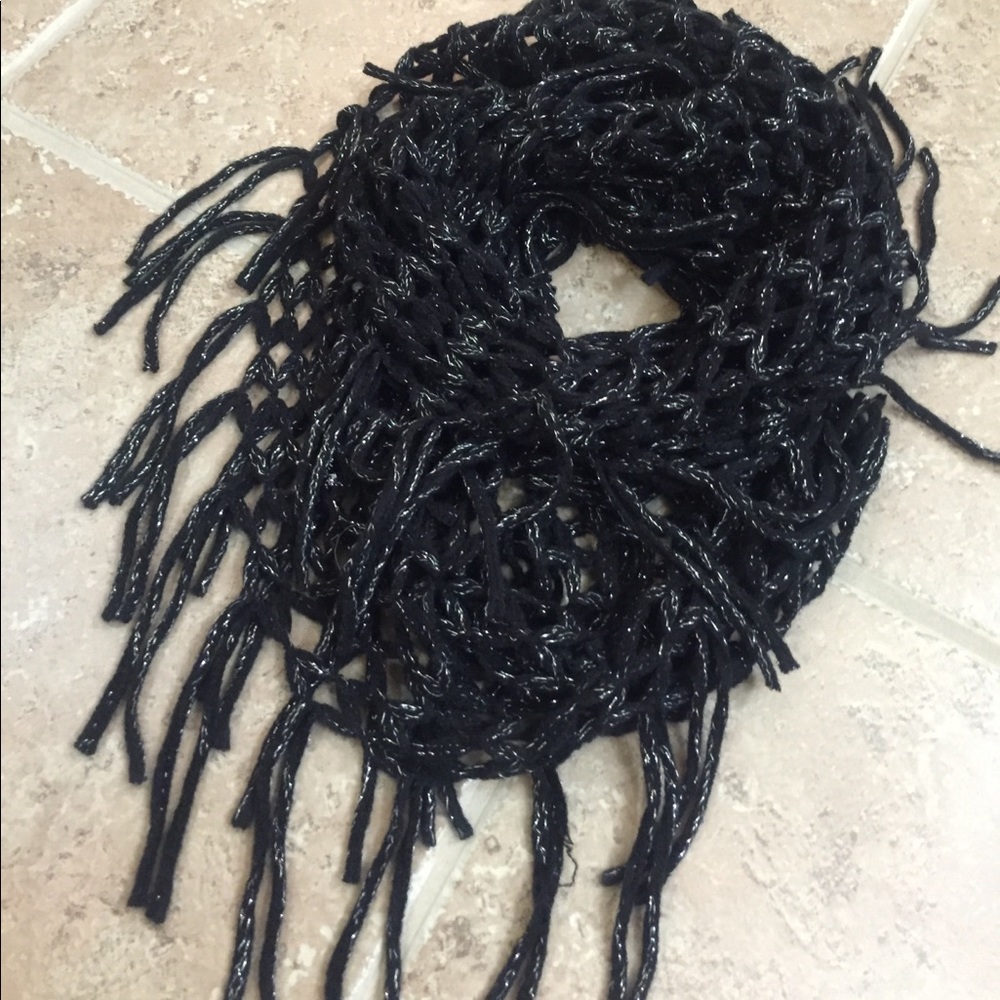 Black and silver Fringe infinity scarf