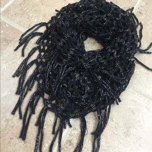 Black and silver Fringe infinity scarf