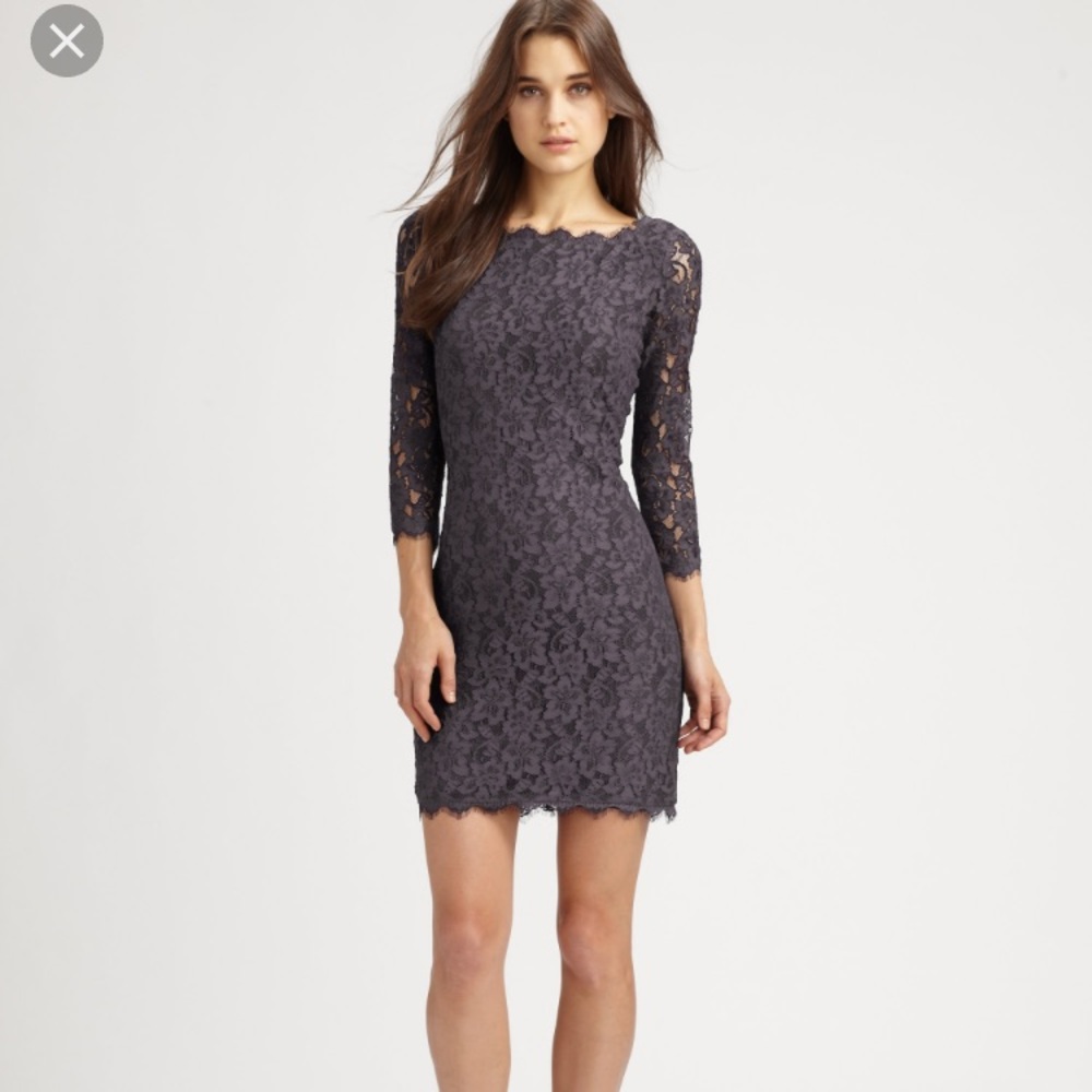 DVF Zarita Lace Dress Grey 8