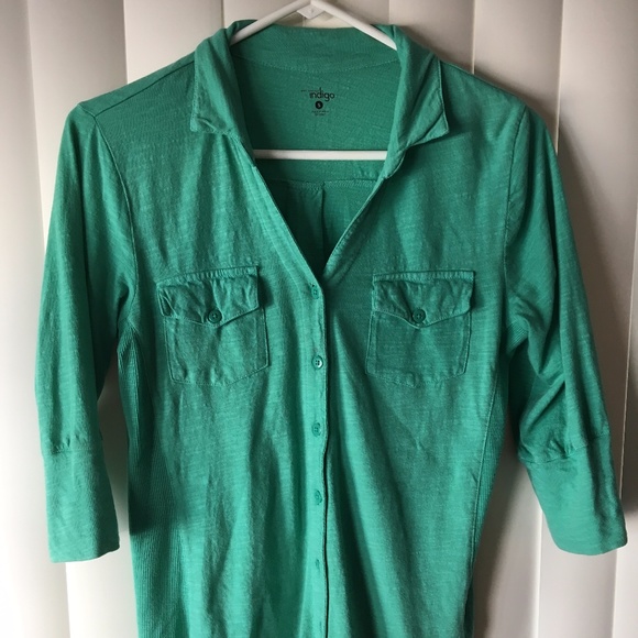 Great Northwest Indigo Tops - Great Northwest Indigo Button-Down ¾ Sleeve Shirt