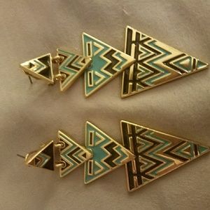 House of Harlow tribal drop earrings