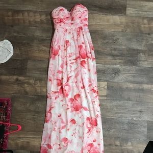 Pink floral maxi dress