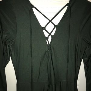 Olive green romper with long skirt