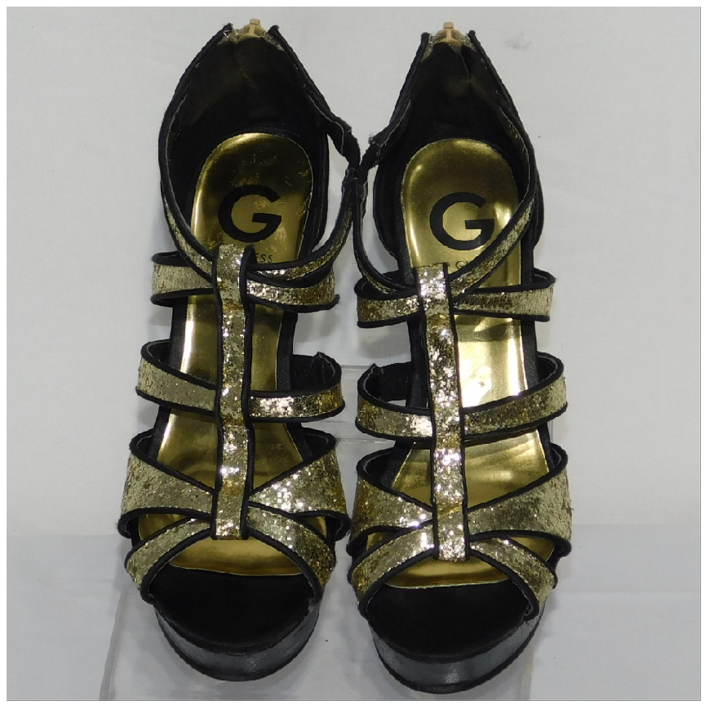 G BY GUESS, Sparkly Metallic Strappy Stiletto 6.5 - Picture 4 of 8