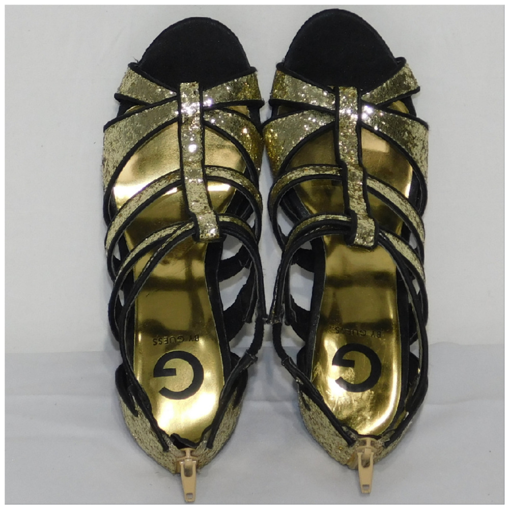 G BY GUESS, Sparkly Metallic Strappy Stiletto 6.5 - Picture 3 of 8