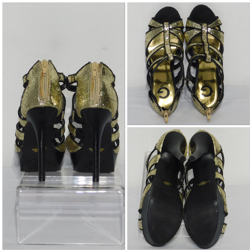 G BY GUESS, Sparkly Metallic Strappy Stiletto 6.5 - Picture 6 of 8