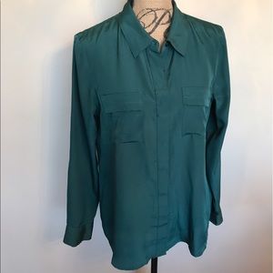 🍀Hunter green placket  button front blouse🍀