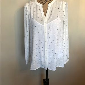Beautiful Off white/black sheer dot blouse w/cami