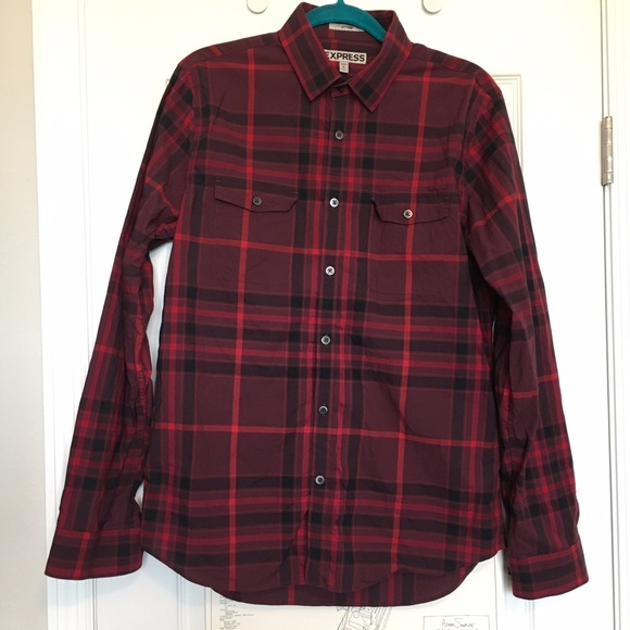 Express Other - Express men’s long-sleeve button-down plaid shirt Express Other - Express men’s long-sleeve button-down plaid shirt