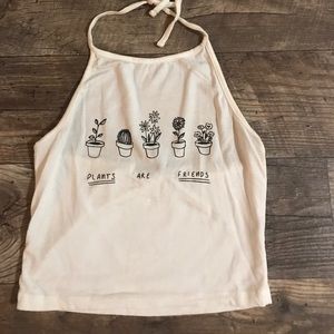 Plants are friends white halter top