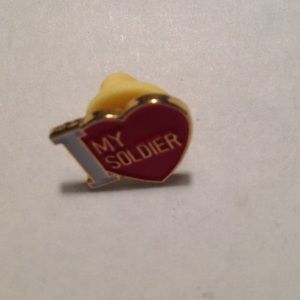 I love my soldier pin. Read heart. Military pin.