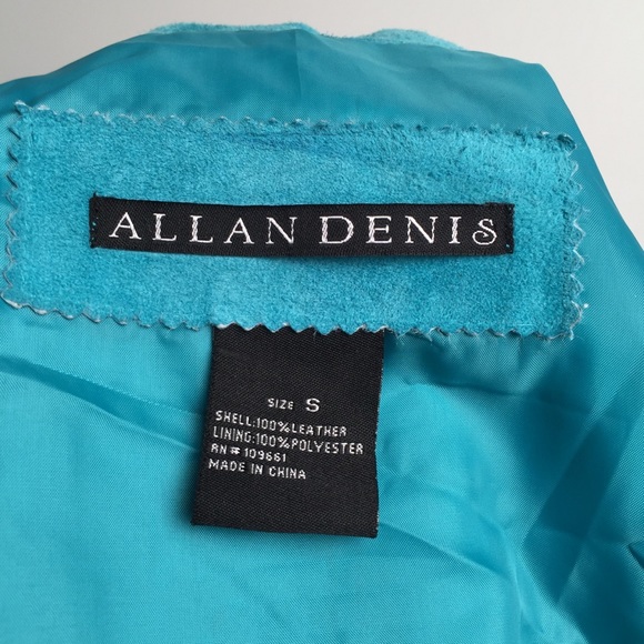 Allan Denis Turquoise Suede zip front jacket Sz S - Picture 5 of 5