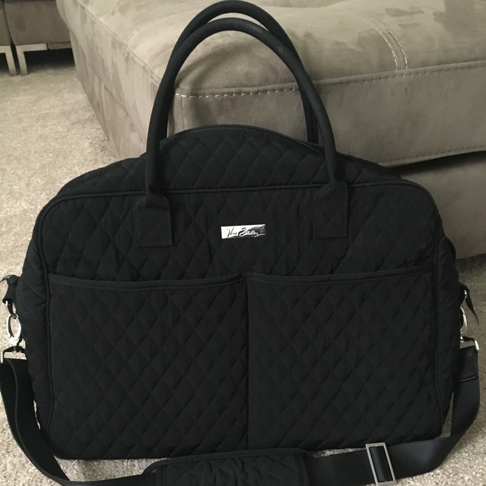 Vera Bradley black classic Weekender with strap