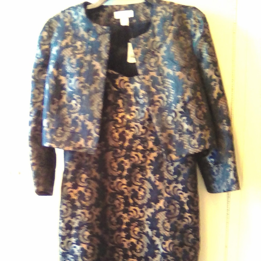 Anne Taylor Loft 2 piece brocade gold/black dress