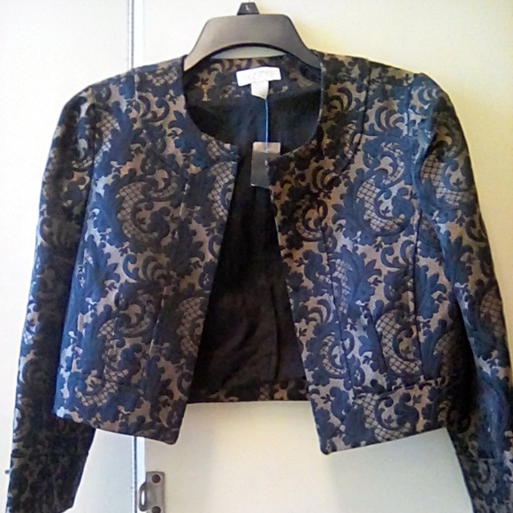 Anne Taylor Loft 2 piece brocade gold/black dress - Picture 2 of 8