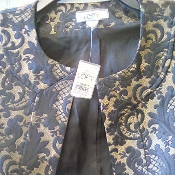 Anne Taylor Loft 2 piece brocade gold/black dress - Picture 6 of 8