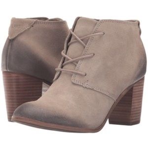 Toms Lunata lace up booties in taupe suede NWT