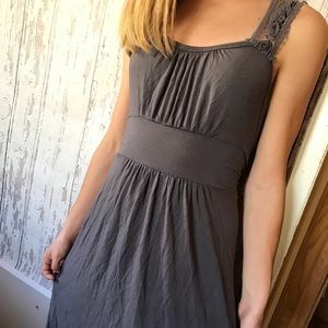Grey lace back women’s knee length dress