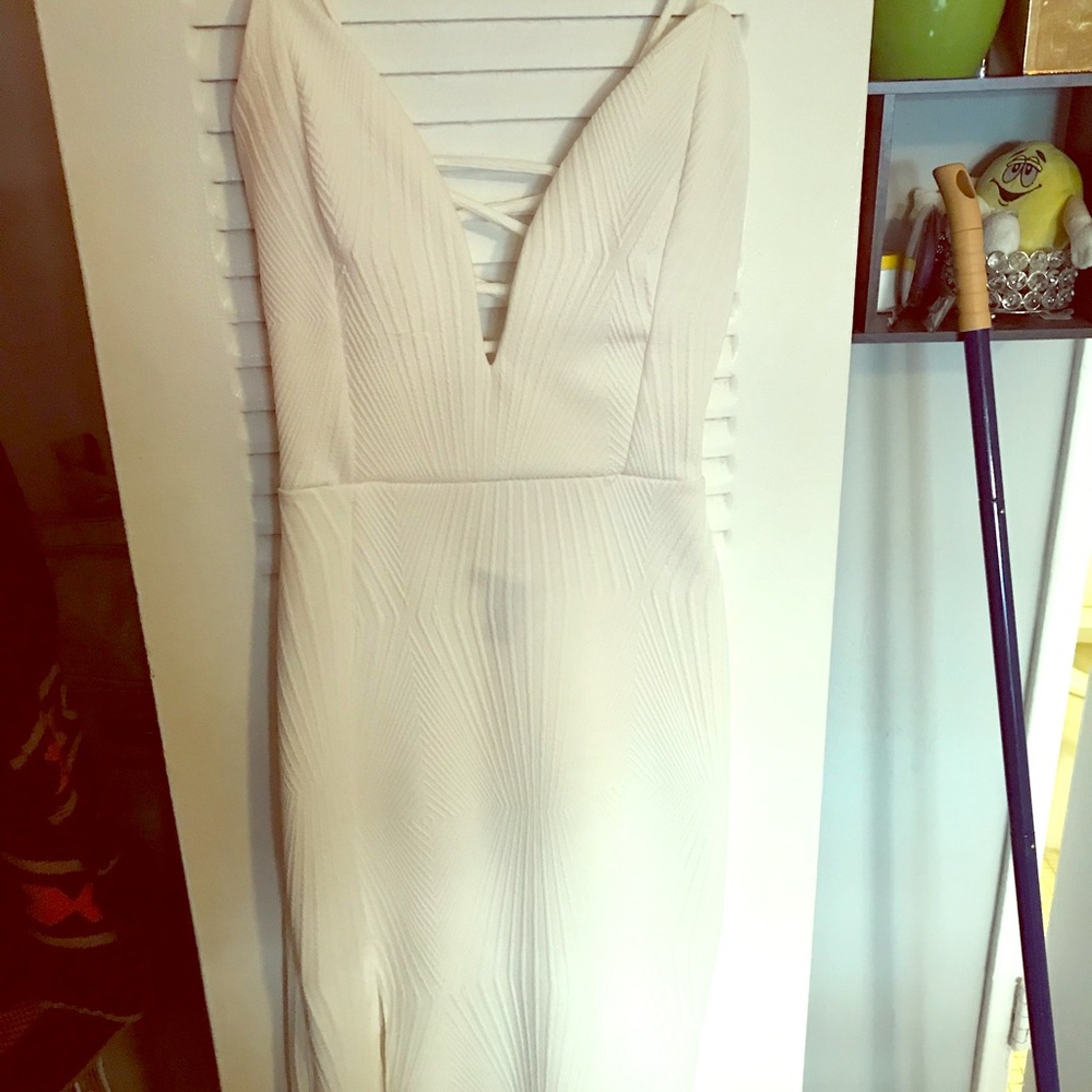 Bodycon white Dress with front lace