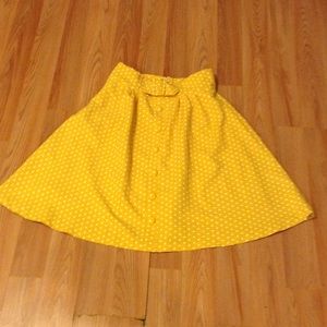Modcloth yellow polka dot full skirt
