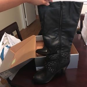 Lane Bryant Grommet strap high heel boots size 9W