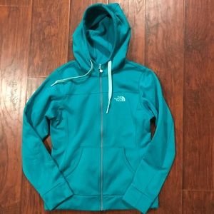 Teal North Face zip up hoodie