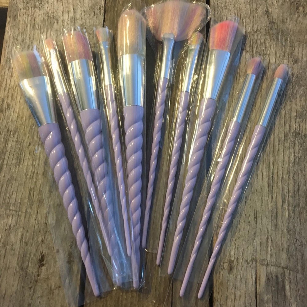 ❌SOLD 10 Piece Unicorn Horn Makeup Brush Set