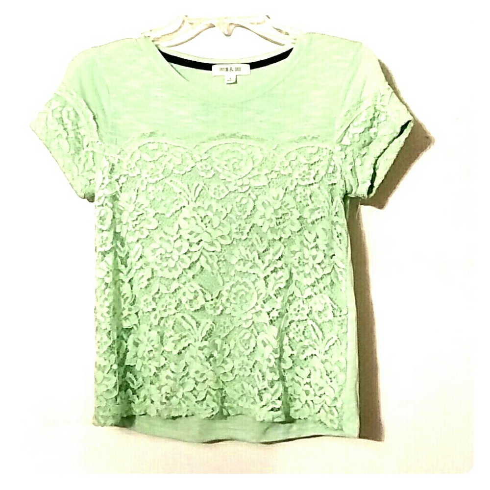Taylor and Sage Green Lace Top