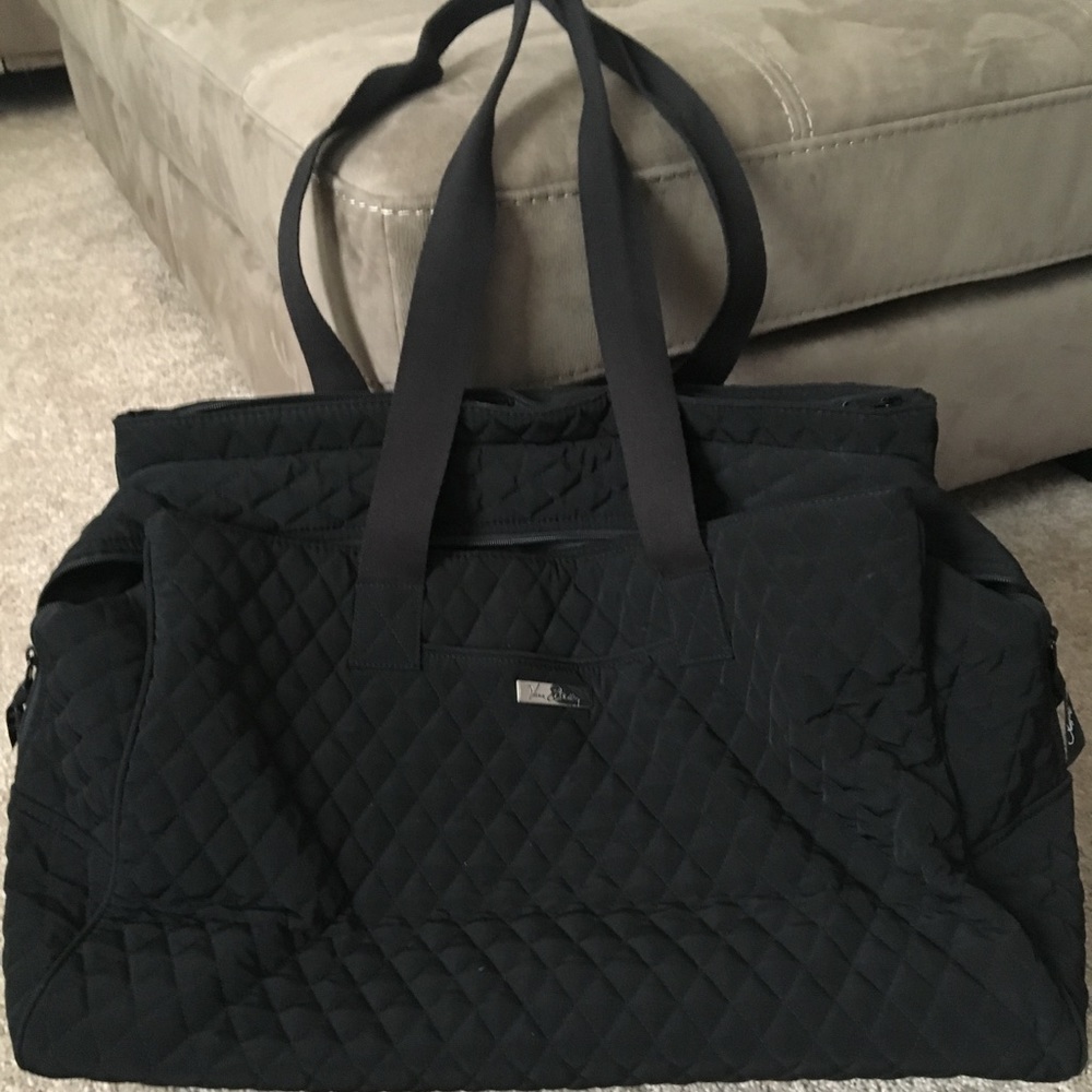 Vera Bradley black triple compartment tote bag