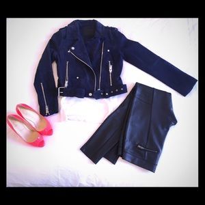 New gorgeous blank NYC blue suede moto jacket