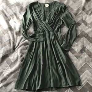 Anthropologie Maeve Olive Surplice Dress